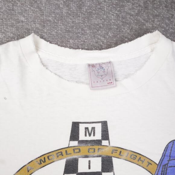 VTG Miami World of Flight Airplanes Thrashed XL White Short Sleeve T-Shirt - Picture 6 of 13